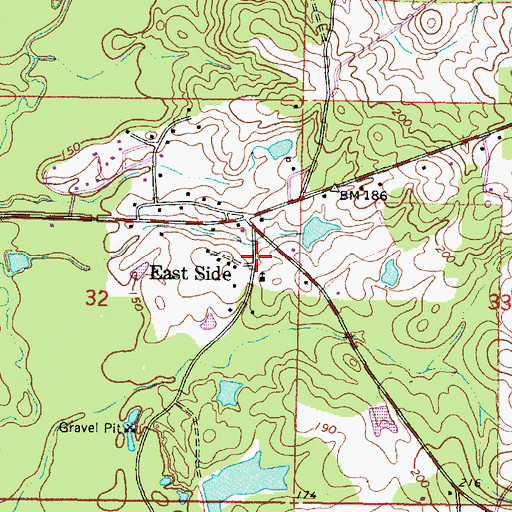 Topographic Map of East Side, MS