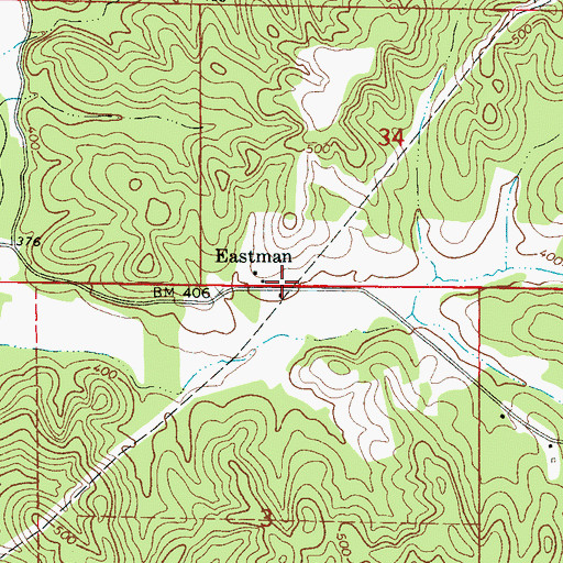 Topographic Map of Eastman, MS
