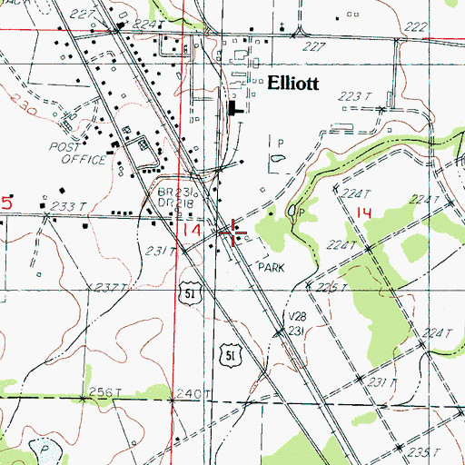Topographic Map of Elliott, MS