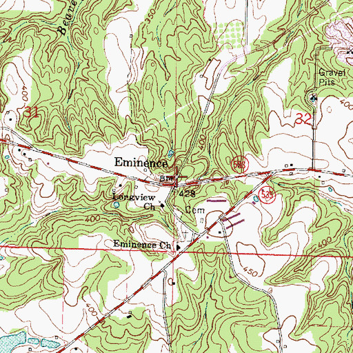 Topographic Map of Eminence, MS