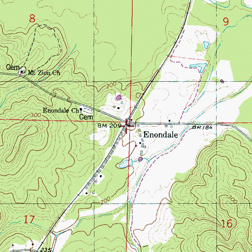 Topographic Map of Enondale, MS
