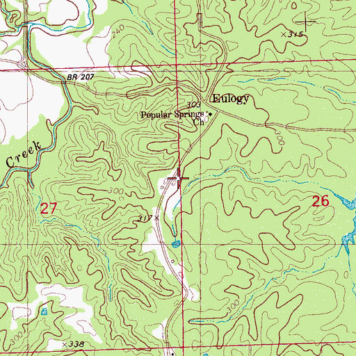 Topographic Map of Eulogy, MS
