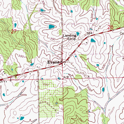 Topographic Map of Evans, MS