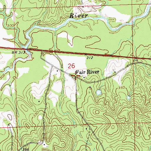 Topographic Map of Fair River, MS