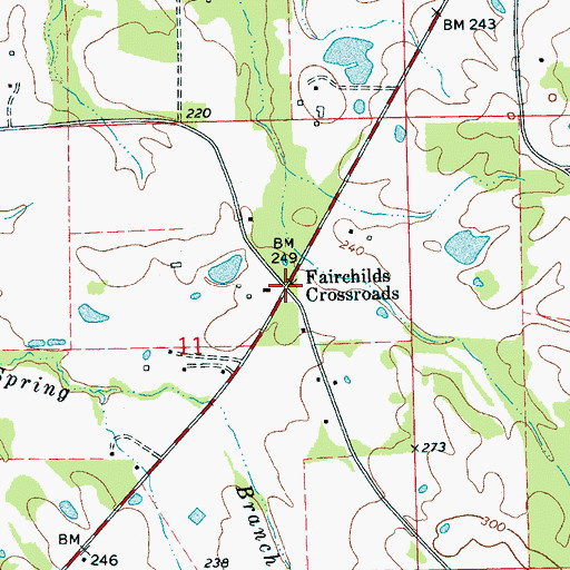 Topographic Map of Fairchilds Crossroads, MS
