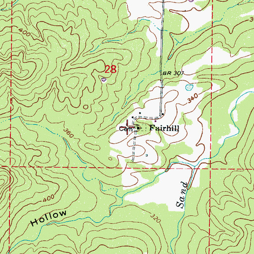 Topographic Map of Fairhill, MS