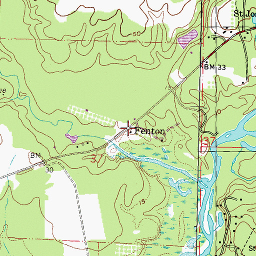 Topographic Map of Fenton, MS