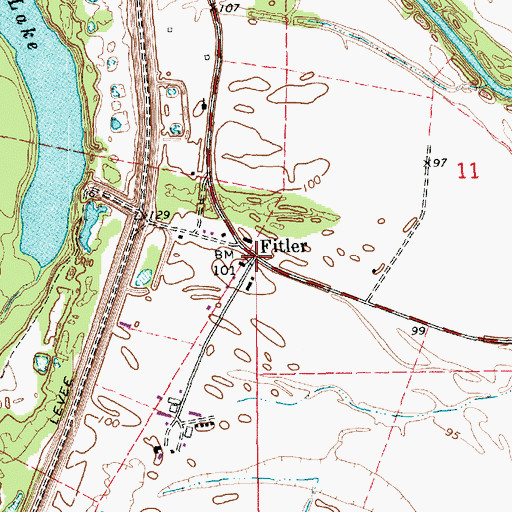 Topographic Map of Fitler, MS