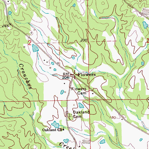 Topographic Map of Flowers, MS