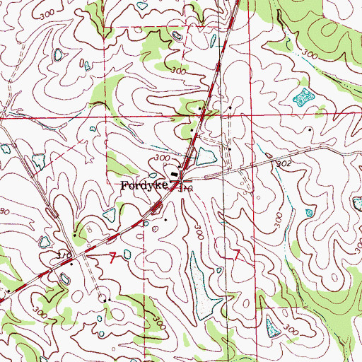 Topographic Map of Fordyke, MS