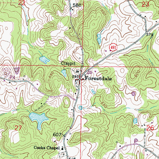 Topographic Map of Forestdale, MS