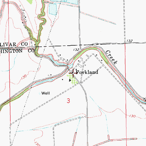 Topographic Map of Forkland, MS