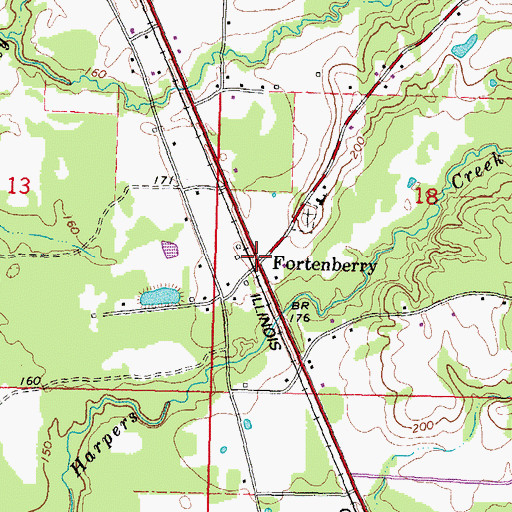 Topographic Map of Fortenberry, MS