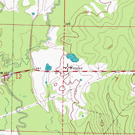 Topographic Map of Fouke, MS