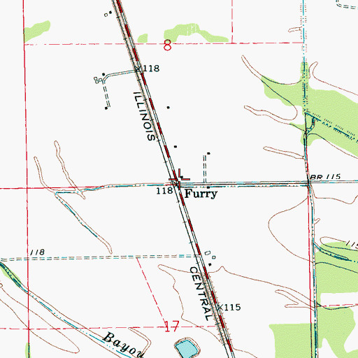 Topographic Map of Furry, MS
