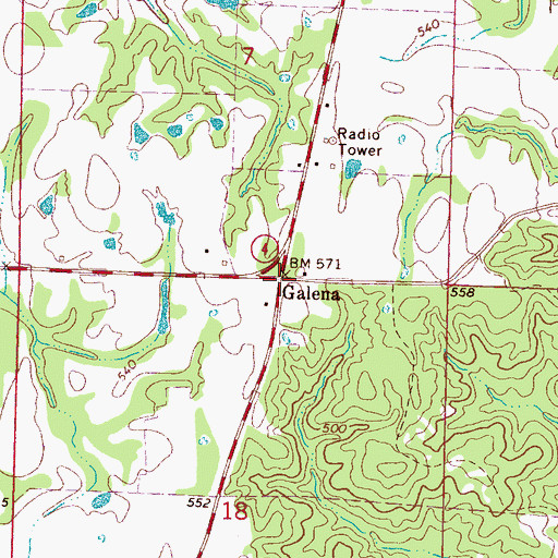 Topographic Map of Galena, MS