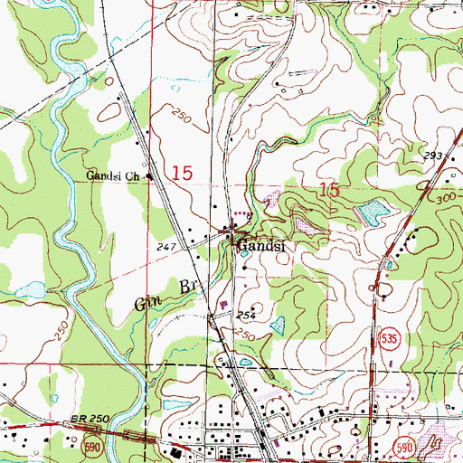 Topographic Map of Gandsi, MS