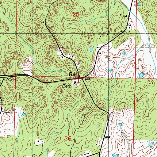 Topographic Map of Gill, MS