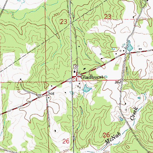 Topographic Map of Gladhurst, MS