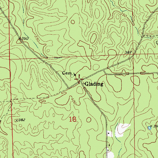 Topographic Map of Glading, MS