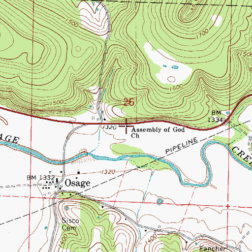 Topographic Map of Assembly of God Church, AR