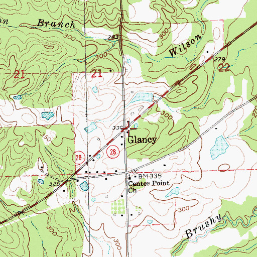 Topographic Map of Glancy, MS