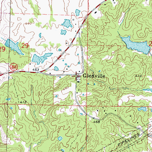 Topographic Map of Glenville, MS