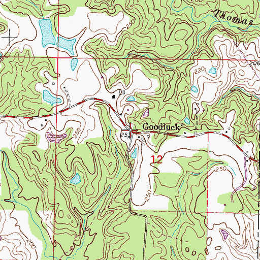 Topographic Map of Goodluck, MS