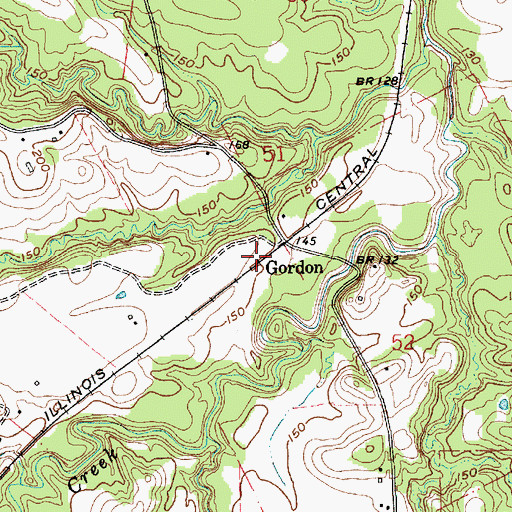 Topographic Map of Gordon, MS