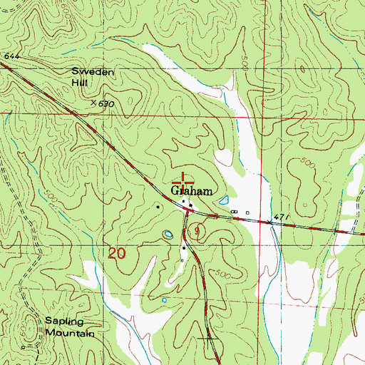 Topographic Map of Graham, MS
