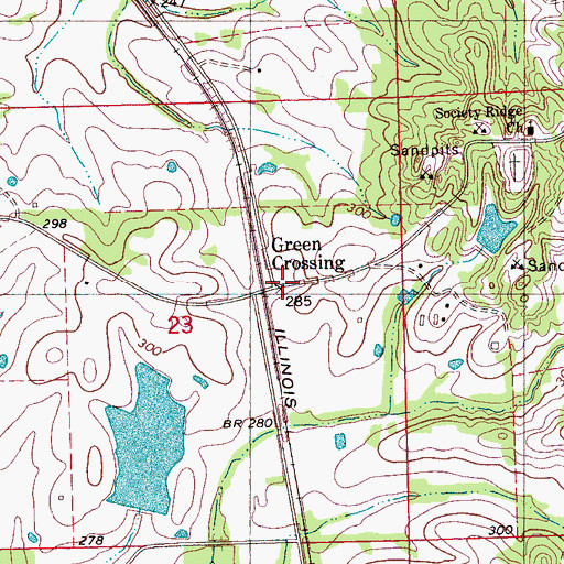 Topographic Map of Green Crossing, MS