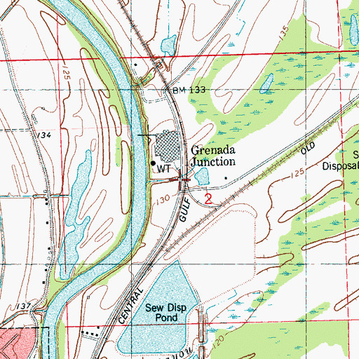 Topographic Map of Grenada Junction, MS
