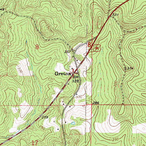 Topographic Map of Gretna, MS