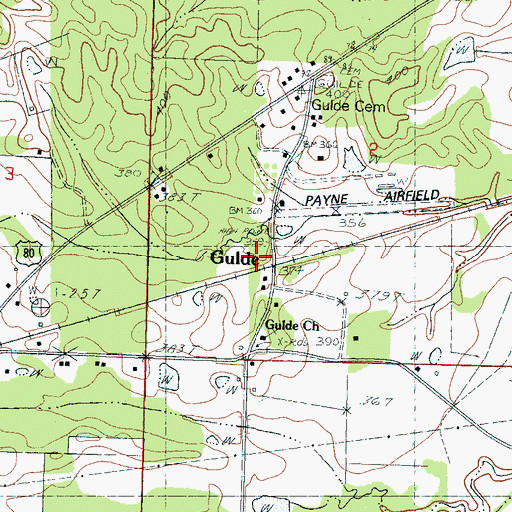 Topographic Map of Gulde, MS