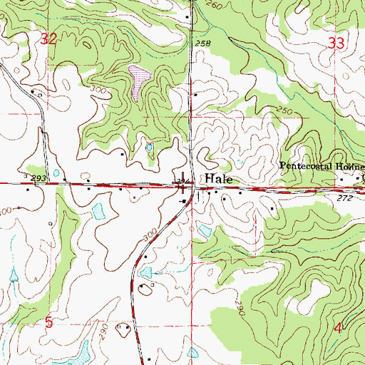 Topographic Map of Hale, MS