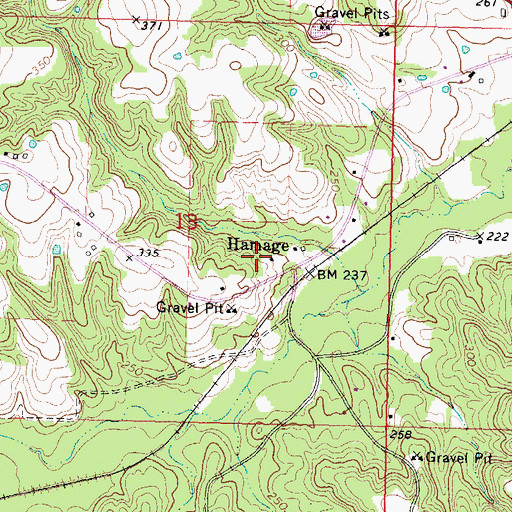 Topographic Map of Hamage, MS