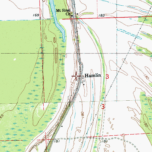 Topographic Map of Hamlin, MS
