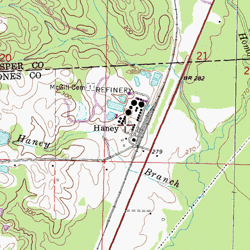 Topographic Map of Haney, MS