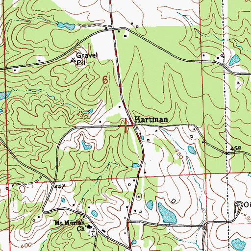Topographic Map of Hartman, MS