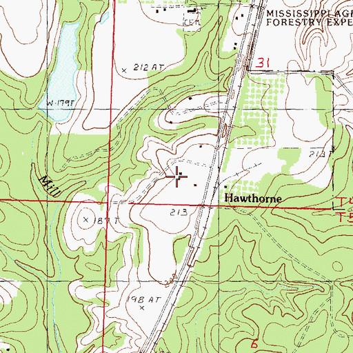 Topographic Map of Hawthorne, MS