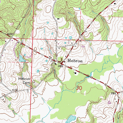 Topographic Map of Hebron, MS