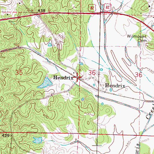 Topographic Map of Hendrix, MS