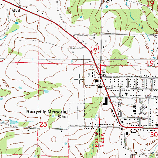 Topographic Map of Berryville High School, AR