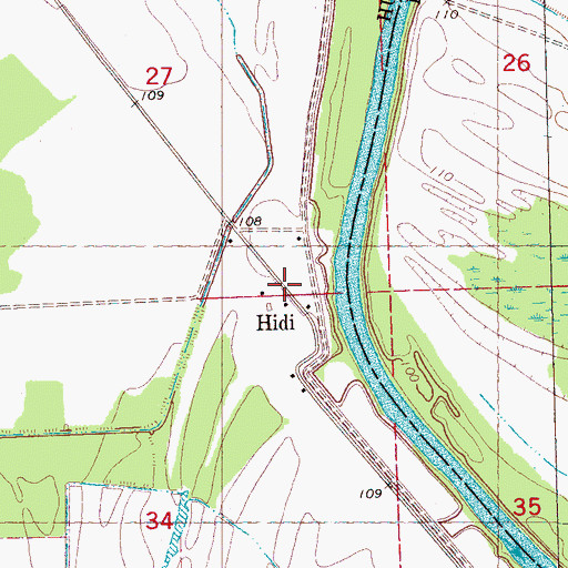Topographic Map of Hidi, MS