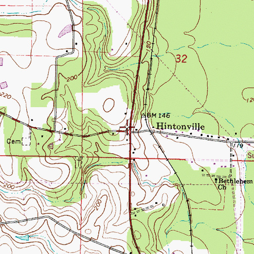 Topographic Map of Hintonville, MS