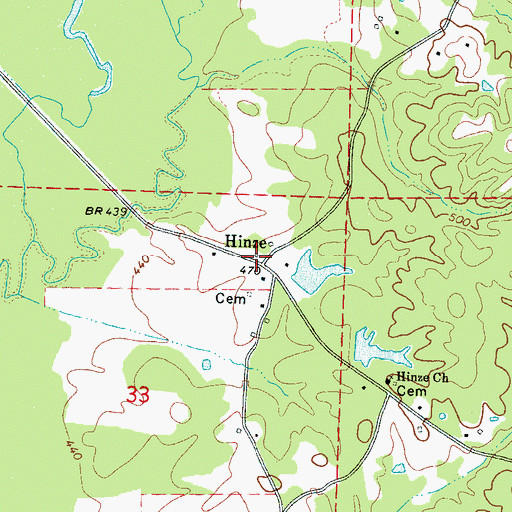 Topographic Map of Hinze, MS