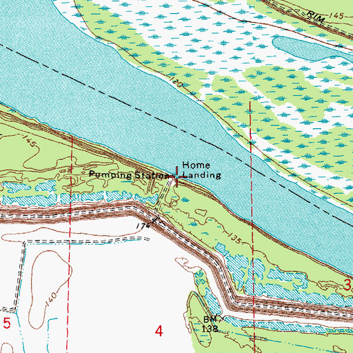 Topographic Map of Home Landing, MS