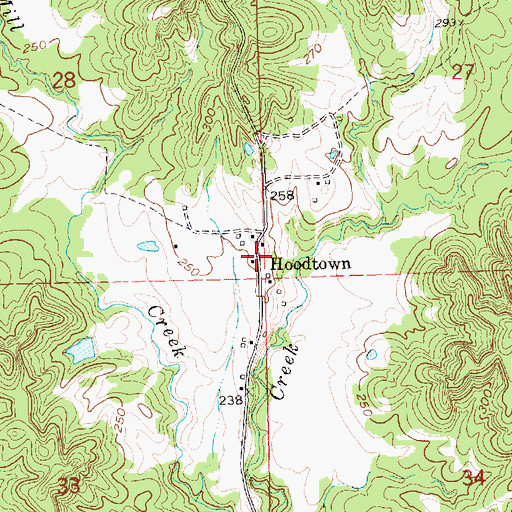 Topographic Map of Hoodtown, MS
