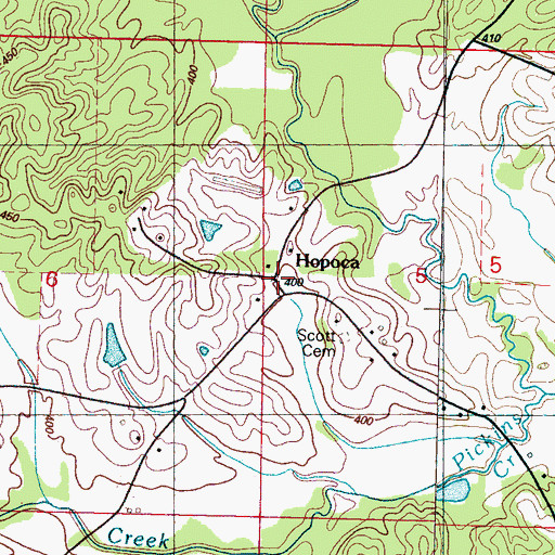 Topographic Map of Hopoca, MS