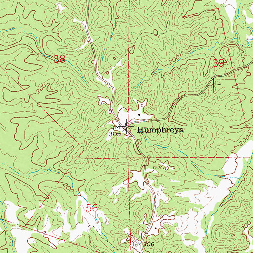 Topographic Map of Humphreys, MS